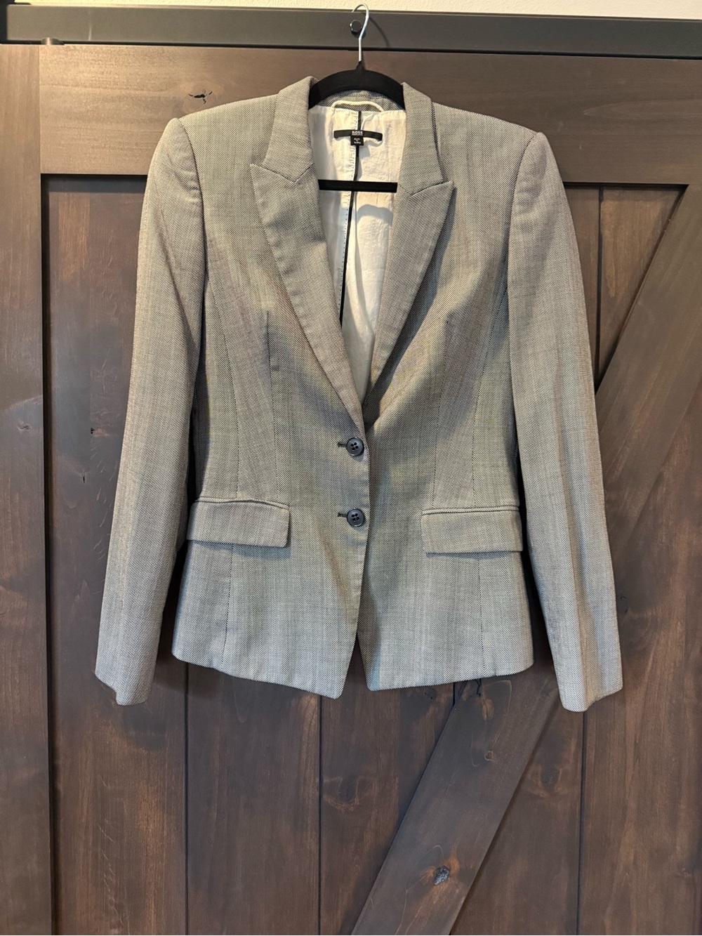 Hugo Boss Light Gray Tailored Two-Button Blazer